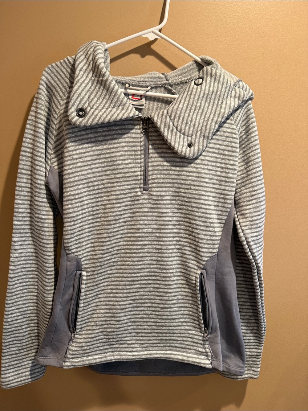 Avalanche Gray & White Striped Quarter-Zip Pullover